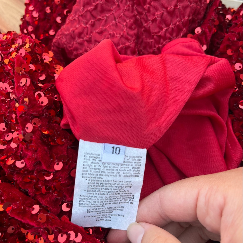 Alyce Paris Off-Shoulder Red Sequin Prom Gown - Picture 9 of 9
